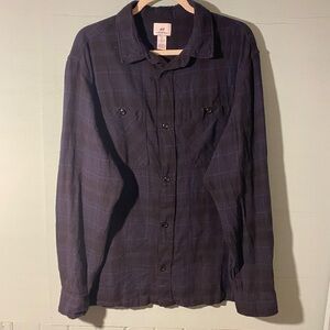 H&M Dark Plaid Button-Up Shirt